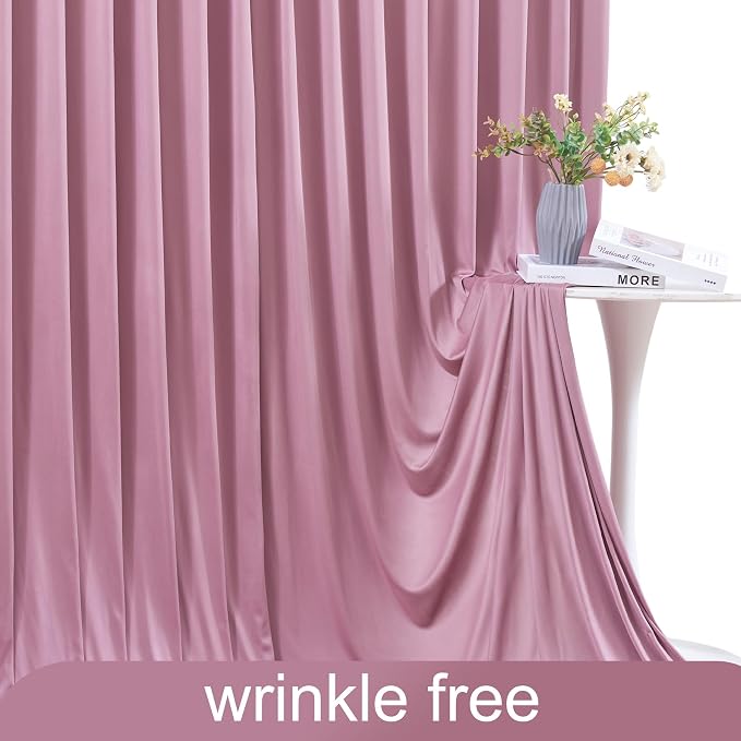 10 Panels Dusty Pink Backdrop Curtain for Wedding Parties Wrinkle Free Pink Photo Curtains Backdrop Drapes Fabric Decoration for Birthday Party Baby Shower 50ft(W) x 10ft(H) - Image 6