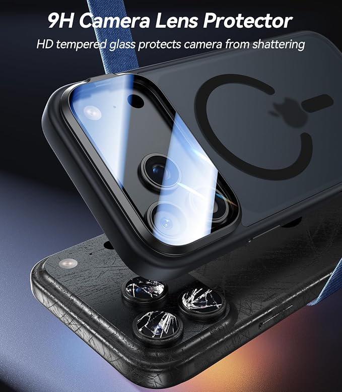VOFATA [Upgraded Full Camera Protection] for iPhone 17 Pro Max Case with Camera Cover Stand [Fit for MagSafe][10FT Mil-Grade Protection] Translucent Magnetic iPhone 17 Pro Max Phone Case, Black - Image 2