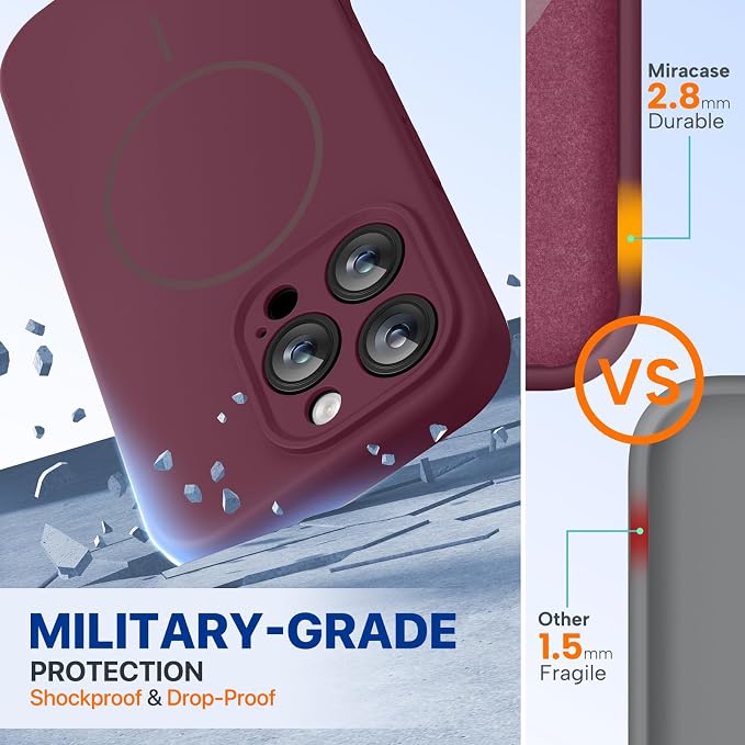 miracase Magnetic for iPhone 16 Pro Max Case, [Soft Anti-Scratch Microfiber Lining], Compatible with MagSafe, Liquid Silicone Case Shockproof Drop Protection Phone Case for 16 ProMax,Wine Red | Compatible with MagSafe, Soft Microfiber Lining, Premium S... - Image 2