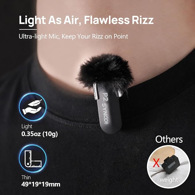 SYNCO Wireless Lavalier Microphone, 2 Mics for iPhone 15/16/17 Pro Max & Android Phones, USB-C Lapel Mic with Noise Cancellation, 150m Range, Real-Time Monitoring for TikTok, YouTube, Vlog & Streaming - Image 3