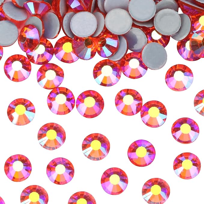 Jollin Hotfix Rhinestones Flatback Crystal Gems 7.2mm SS34, Red AB | 288pcs Hot Fix Crystals Glass Rhinestones for Bedazzling, Crafting, Clothes, Shoes & Accessories DIY Decoration - Image 2