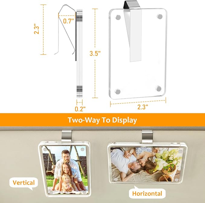 Accmor Car Picture Holder and Visor Photo Clip, 2 Pack Clear Acrylic Magnetic Photo Holder for Sun Visor, Vehicle Accessories, Personalized Car Picture Frame Suitable for Family, Couple, Pet Photos - Image 3