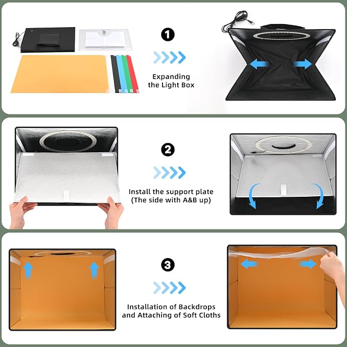 Lightdow 10"x10"x10" Photo Studio Light Box Photography with 96 LEDs (CRI>95), 6 Backdrops - Portable/Dimmable/Versatile Folding Shooting Tents for Toys/Jewelry/Watches/Cosmetics Photography - Image 7