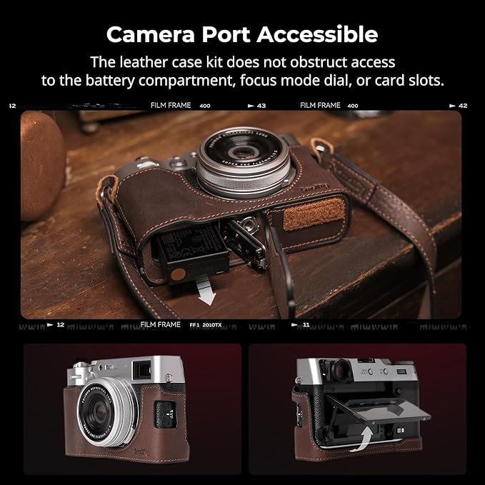 SMALLRIG Leather Half Case for FUJIFILM X100VI, Flip Cover, Shoulder Strap | Genuine Leather Material, Portable and Protecting (Brown) - Image 6