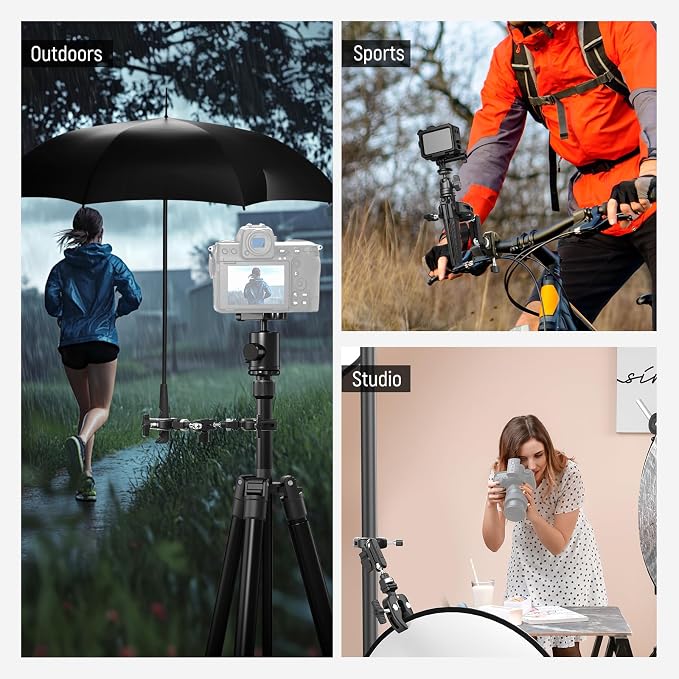 NEEWER Double Super Clamp Camera Mount with Magic Arm, NATO Interface, Cold Shoes, 1/4" Locating Holes for ARRI, Desk Studio Photography Light Stand Pole Cross Bar Umbrella Holder Clamp Mount, UA060 - Image 7