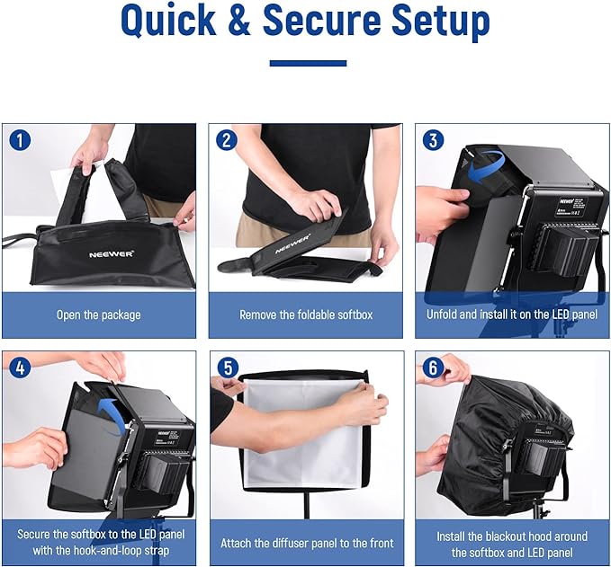NEEWER 12.2"x11.4" Foldable Softbox Diffuser with Grid and Bag for NL660/SNL660/RGB660/RGB660 Pro/RGB660 PRO II LED Video Light Panel, Studio Photo Portrait Photography YouTube Video Soft Lighting | 12.2"x11.4", Foldable, LED Video Light Panel Diffuser... - Image 3
