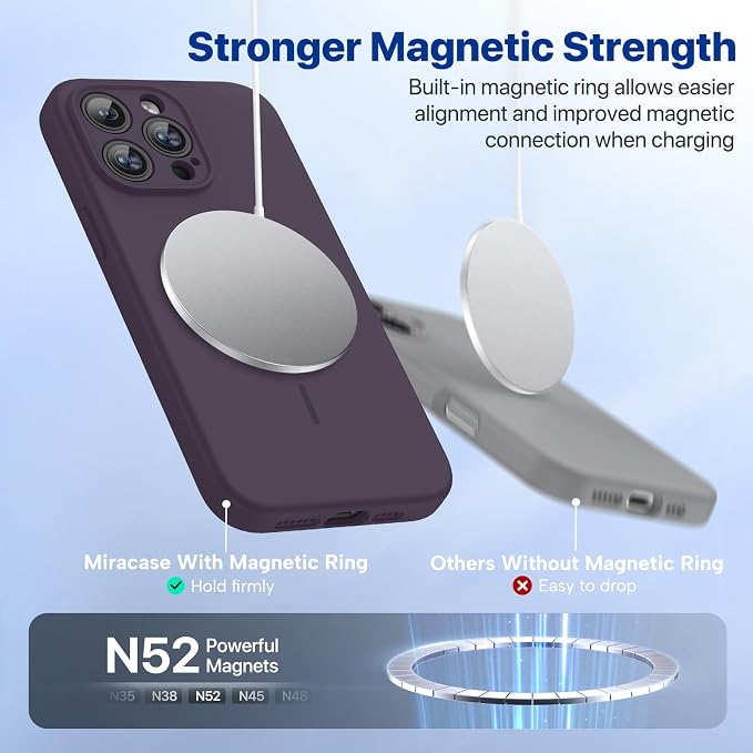 miracase Magnetic for iPhone 14 Pro Max Case, [Soft Anti-Scratch Microfiber Lining], Compatible with MagSafe, Silicone Shockproof Protection Phone Case for iPhone 14 Pro Max,Dark Purple - Image 5
