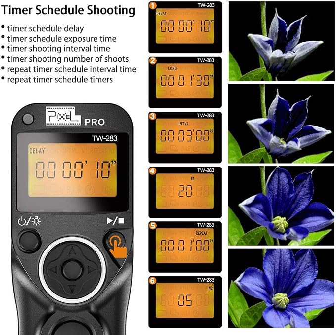 Wireless Shutter Release Compatible for Nikon, PIXEL 2.4G Remote Shutter Release Cable Wireless Timer Remote Control DC0/DC2 Compatible for Nikon D850 D750 D610 D5300 D3300 D7500 D1 D2 D3 - Image 6