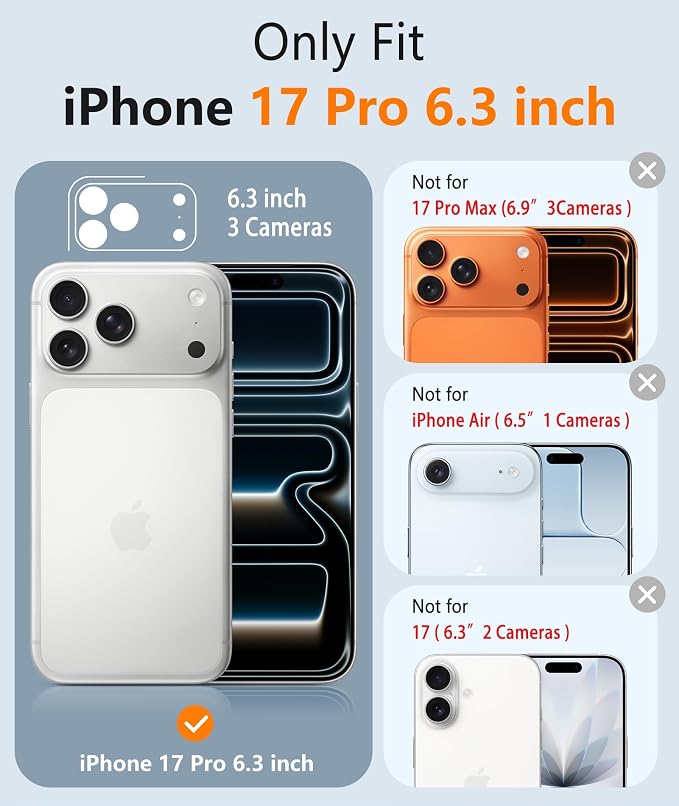 FNTCASE for iPhone 17 Pro Case, Fit for Magsafe, Screen Protector | Full Camera Protection, Integrated Silicone, 14FT Military Grade Drop Proof, Shockproof Protective Phone Cover, Full Gray - Image 2