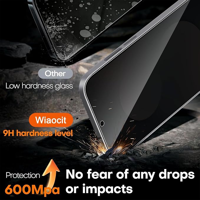 Wiaocit Tempered Glass Privacy Screen Protector for Samsung Galaxy S25 FE | 3+3 Pack, 9H Hardness, Camera Lens Protector, Installation Frame, Bubble Free, Case Friendly - Image 3