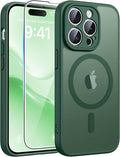 FNTCASE for iPhone 14 Pro Case, Compatible with Magsafe, Screen Protector | Full Camera Protection, Translucent Matte, 14FT Military Grade Drop Proof, Shockproof Protective Phone Cover, Green by FNTCASE