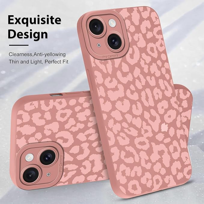 Cute Pink Cheetah Print Phone Case for iPhone 15 Plus 6.7" | Aesthetic Leopard Pattern Design Cover Full Camera Lens Protective Shockproof Soft Slim TPU Funda for Women Girls - Image 4