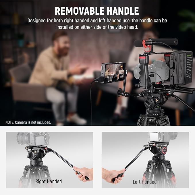 NEEWER 76" Video Camera Tripod with Fluid Head, One Step Quick Release Portable Tripod, Aluminum Heavy Duty Tripod Stand, Dual Mode QR Plate for DSLR Cameras Camcorders, Max Load 17.6lb, LL27 - Image 7