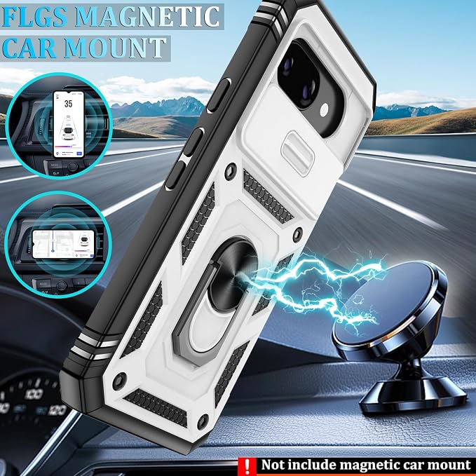 Gritup for Pixel 9A Case Military-Grade Shockproof with Kickstand | with 2 PCS Screen Protector, Slide Camera Cover, Heavy Duty Outdoor Protection Funda para Google 9 A Phone Cover, White+Black - Image 5