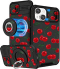 Buleens for iPhone 14 Plus Case 6.7 Inch - with Ring Stand & Camera Cover Cute Designed for Women Girls Girly Kawaii Cherry for iPhone 14 Plus Phone Case Compatible with Magsafe by Buleens