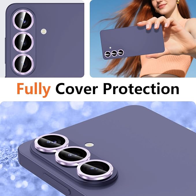 for Samsung Galaxy S26 Plus Camera Lens Protector, Individual Metal Ring Tempered Glass Lens Cover, [Strong Adsorption] Scratch Resistant Ultra-Thin HD Clear Lens Cover, 1 Set-Lavender - Image 8