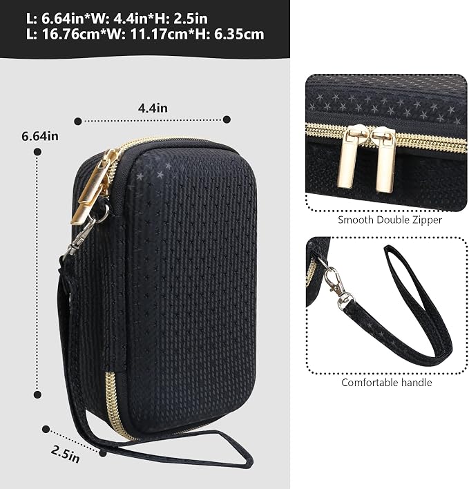 Carrying Case Compatible with Instax Mini EVO Instant Camera, INSTAX MINI EVO Camera Storage Holder Travel Bag with Mesh Pocket for Photos, USB Cables, Film, Black - Image 3