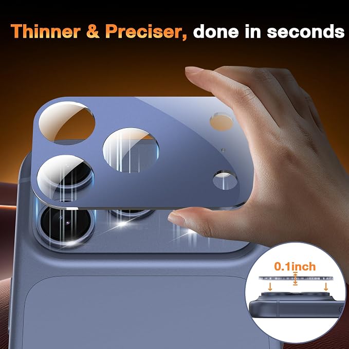 YWXTW [0 Bubbles for iPhone 17 Pro Max Camera Protector, Full Coverage Tempered Glass Lens Screen Protector for iPhone 17 Pro Max Accessories, Case Friendly, HD Clear, 3 Pack (Deep Blue) - Image 6