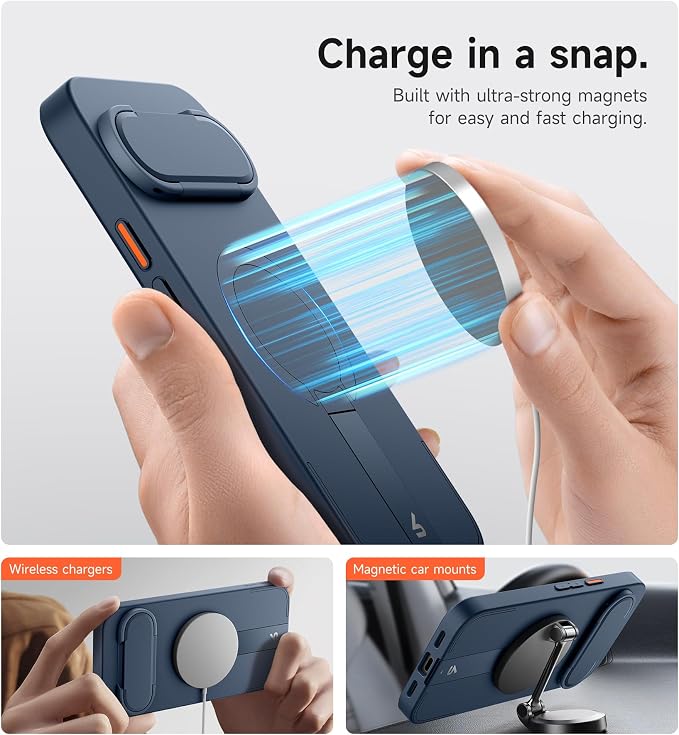SURITCH for Google Pixel 10 Pro XL Phone Case, Compatible with MagSafe, Protective Cover with Camera Cover & Adjustable Metal Kickstand for Pixel 10 Pro XL 2025 -Dark Blue - Image 3