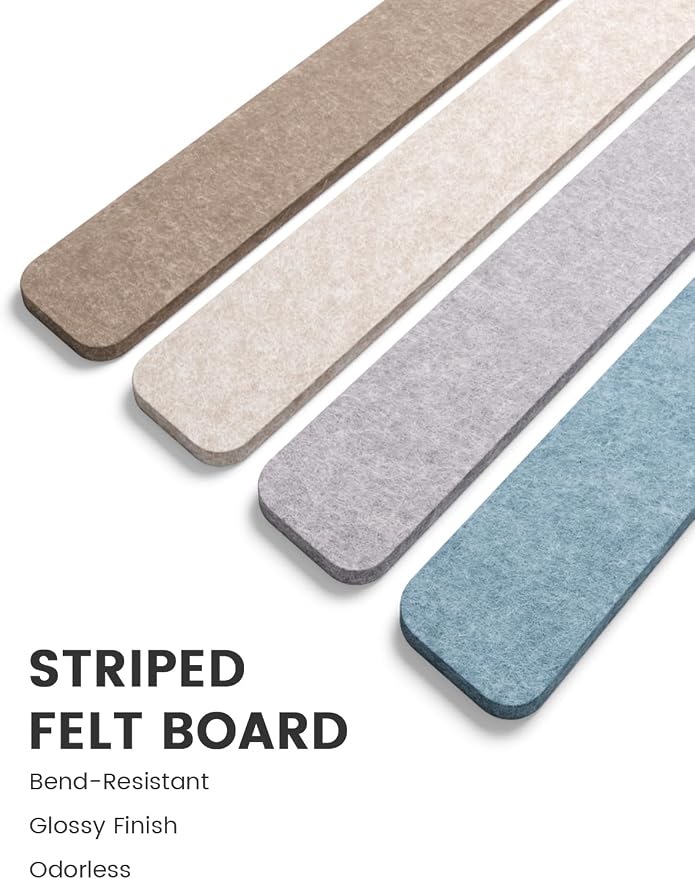 Fluxynara 13" x 2" Felt Wall Panels, Coastal | 5-Pack Includes 35 Push Pins and Adhesive Tabs for Photos, Notes and Decor in Bedroom Doors, Home Office or Studios - Image 3