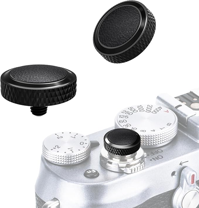 JJC Soft Shutter Release Button for Fujifilm X100VI XT50, Black, 2-Pack | for Fuji Fujifilm X-T5 X-T4 X-T50 X-T30 III II X100 V VI X-E5 X-E4 X Half Sony RX1R II RX10 IV III Leica Q3 M10 Nikon Zf Df by JJC