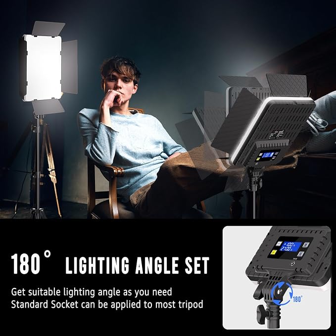 NiceVeedi 2-Pack Photography Lighting Kit, 36W Bi-Color Studio Lights 2700-6500K CRI 95+, Dimmable LED Video Light Kit with Remote Control & 72” Tripod Stand, Lighting for Video Recording/Photography - Image 4