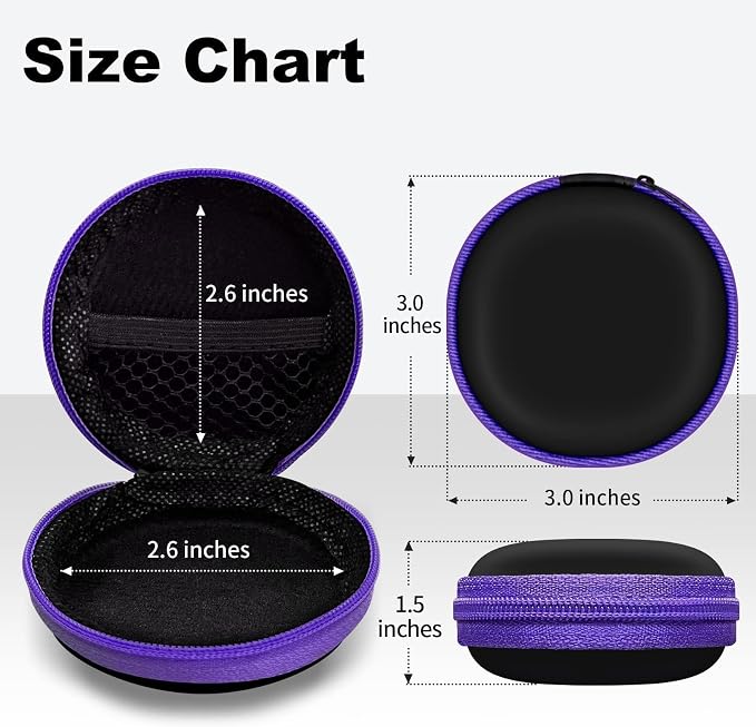 Square + Round Earbud Case Portable EVA Carrying Case Storage Bag Cell Phone Accessories Organizer with Carabiner for Earphone, Earbud, Earpieces, SD Memory Card, Camera Chips,Black - Image 5