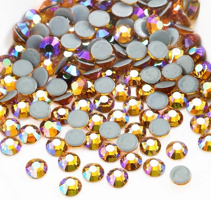 Jollin Hotfix Rhinestones Flatback Crystal Gems 4.8mm SS20, Topaz AB | 1440pcs Hot Fix Crystals Glass Rhinestones for Bedazzling, Crafting, Clothes, Shoes & Accessories DIY Decoration by Jollin