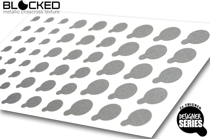 Rigid Series - 2X Thicker | BLOCKED Original Vinyl Webcam Cover Stickers | Restickable & Stackable Privacy Covers | for All Camera-endable Devices | 3-Sizes | 57 Tabbed Metallic Crisscross Textured - Image 3