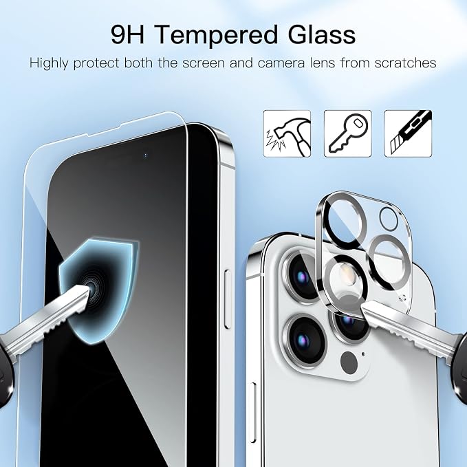 JETech Screen Protector for iPhone 14 Pro, 2+2 Pack | with Camera Lens Protector, 9H Tempered Glass, Full Coverage, HD Clear, Case-Friendly - Image 6