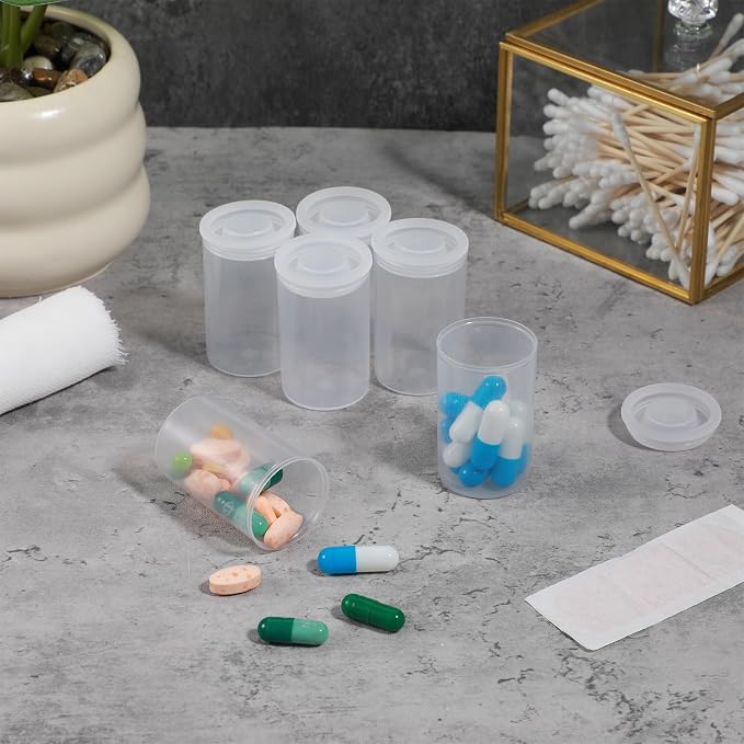 100 Pieces Film Canisters with Caps 35 mm Plastic Empty Camera Reel Storage Containers Case with Lids for Small Accessories Rockets Experiment Fish Hook Film Keys Coins Art Beads (Clear) - Image 6