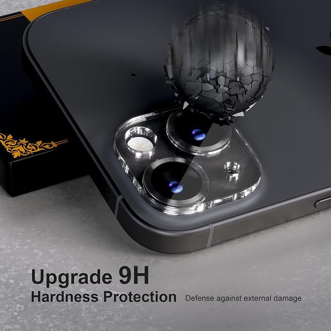 for 6 Pack iPhone 15 / iPhone 15 Plus Camera Lens Protector [Drop Protection] [Case Friendly] [Easy Installation] 9H Tempered Glass Camera Screen Protector Cover Accessories, CD Black - Image 3