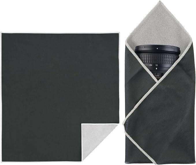 Walking Way Protective Wrap, Self-Adhesive Magic Cloth Camera Wrap, Storage Cloth, Anti-Scratch, Dustproof, Washable Lens Pouch for DSLR, Smartphones, Laptops, Cosmetic (Dark Grey, 13.78 inch) by WalkingWay