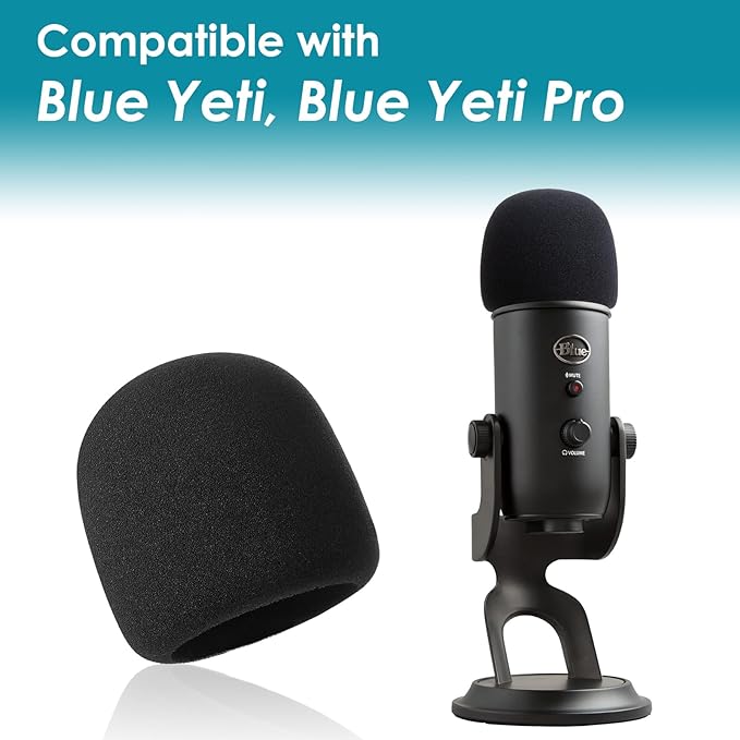 YOUSHARES 2PCS Blue Yeti Pop Filter for Blue Yeti Microphone, Yeti Foam Windscreen with Dead Cat Blue Yeti Mic Cover for Yeti Mic and Blue Yeti Pro USB Microphone - Image 4