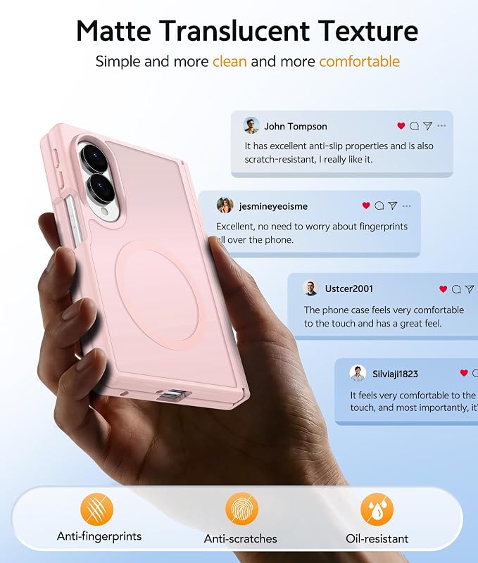 FNTCASE for Samsung Galaxy Z Fold 8 Case, Fit for Magsafe, Hinge Protection | Screen Protector, Translucent Matte Magnetic Back, 18FT Military Grade Drop Proof, Protective Phone Cover, Light Pink - Image 6