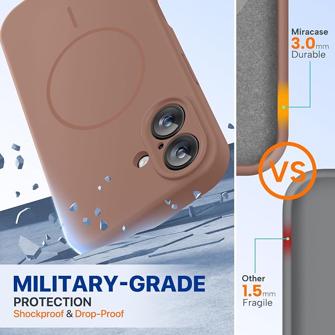Miracase Silicone & Magnetic for iPhone 16 Case, Chocolate | Compatible with MagSafe, Anti-Scratch Microfiber Lining, Liquid Silicone Case Shockproof Drop Protection Phone Case for 16 - Image 4