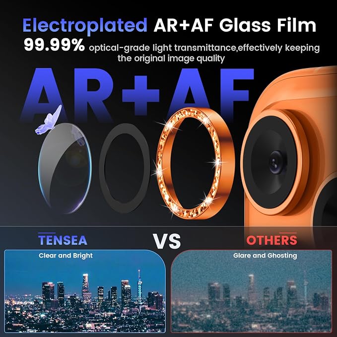 Tensea Camera Lens Protector Compatible for iPhone 17 Pro Max/17 Pro/15 Pro Max/15 Pro/16 Pro Max/16 Pro/14 Pro Max/14 Pro, Metal Tempered Glass Cover Camera Screen Protector Accessories,Case Friendly - Image 3