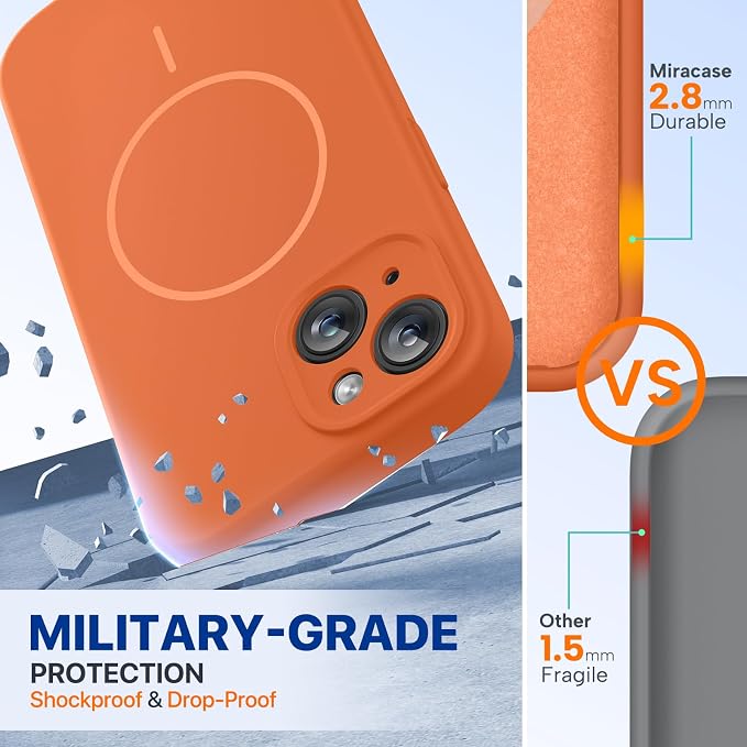 miracase Magnetic for iPhone 14 Plus Case, [Soft Anti-Scratch Microfiber Lining], Compatible with MagSafe, Silicone Shockproof Protection Phone Case for iPhone 14 Plus,Orange - Image 3