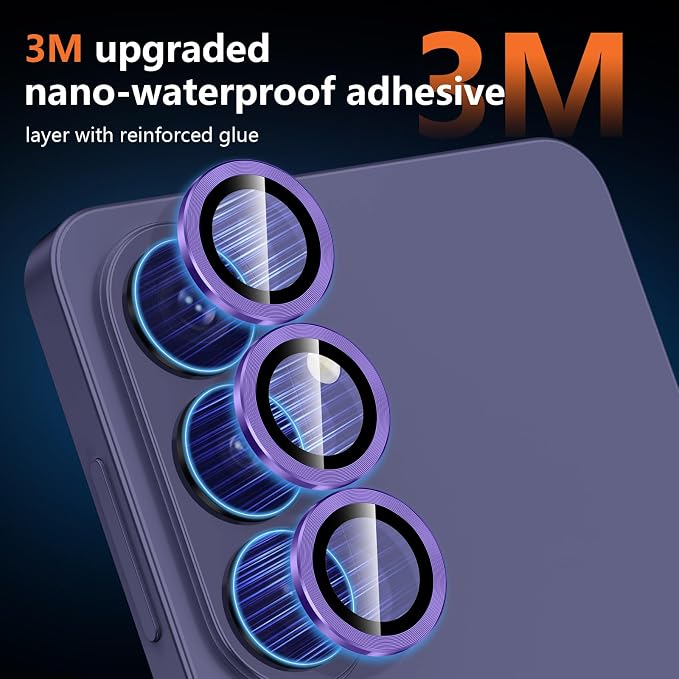 for Samsung Galaxy S26 Plus Camera Lens Protector, Individual Metal Ring Tempered Glass Lens Cover, [Strong Adsorption] Scratch Resistant Ultra-Thin HD Clear Lens Cover, 1 Set-Purple - Image 4