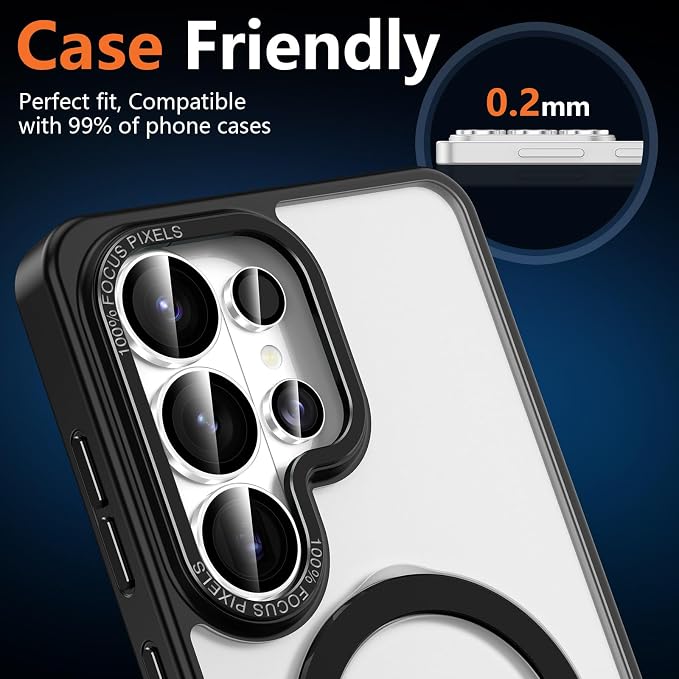 for Samsung Galaxy S26 Ultra Camera Lens Protector, Individual Metal Ring Tempered Glass Lens Cover, [Strong Adsorption] Scratch Resistant Ultra-Thin HD Clear Lens Cover, Titanium Silver Ring - Image 6