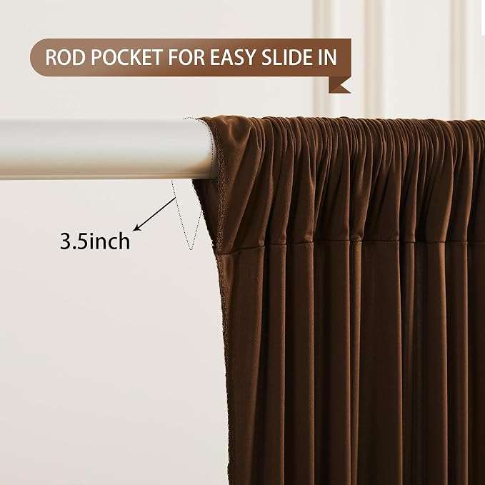 Dark Brown Backdrop Curtains-Wrinkle-Free Polyester Photography Drapes Party Curtain Background for Baby Shower Wedding Decorations- 8 X10FT - Image 4