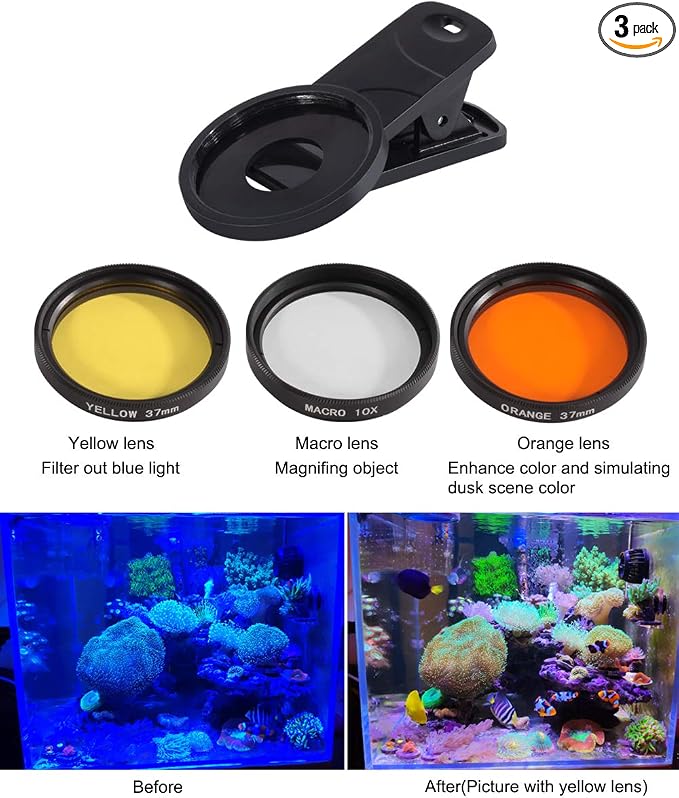 Aquarium Choice Coral Lens Filter Kits for Phone by AQUARIUMCHOICE
