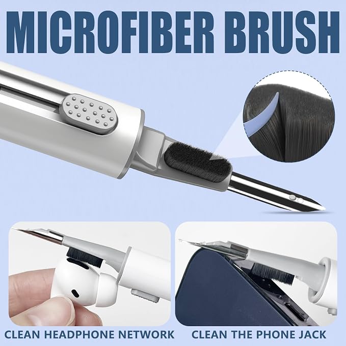 Inesore for AirPod Cleaning Kit, for Phone Earbuds Electronics(White+White) | Metal Tip, High-Density Soft Brush, Flocked Sponge Tip, 3 in 1 Design, Compact & Lightweight, Easy Operation, Easy to Carry - Image 5