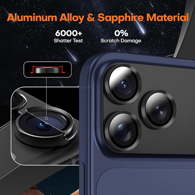 for iPhone 17 Pro Camera Lens Protector- Black | Aluminum Alloy, Tempered Glass Camera Cover, Nano Reinforced Adhesive, Accessories, Anti-Drop, Anti-Scratch, Case Friendly - Image 6