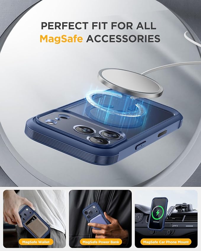 Miracase for iPhone 17 Pro Max Case with Privacy Screen Protector, Blue | Compatible with MagSafe, 360° Full Body Protection, Full Camera Protection, Military-Grade Shockproof Phone Case 6.9" - Image 6