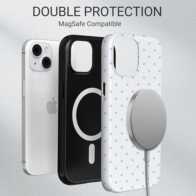 TPU Phone Case for iPhone 14, MagSafe Wireless Charging Compatible, Shockproof Slim Fit Protective Cover with Anti-Yellowing & Raised Camera Protection (Polka dot 3, iPhone 14) - Image 6