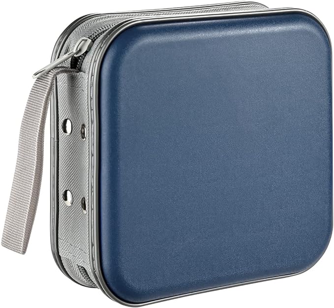 LIOVODE DVD Case, 48 Capacity Hard Plastic CD Case Holder for Car | DVD Storage, Hand Strap, Zipper Closure, Scratch-Resistant Sleeves, CD Storage for Music Blu-Ray Game Disc for Travel Office by LIOVODE