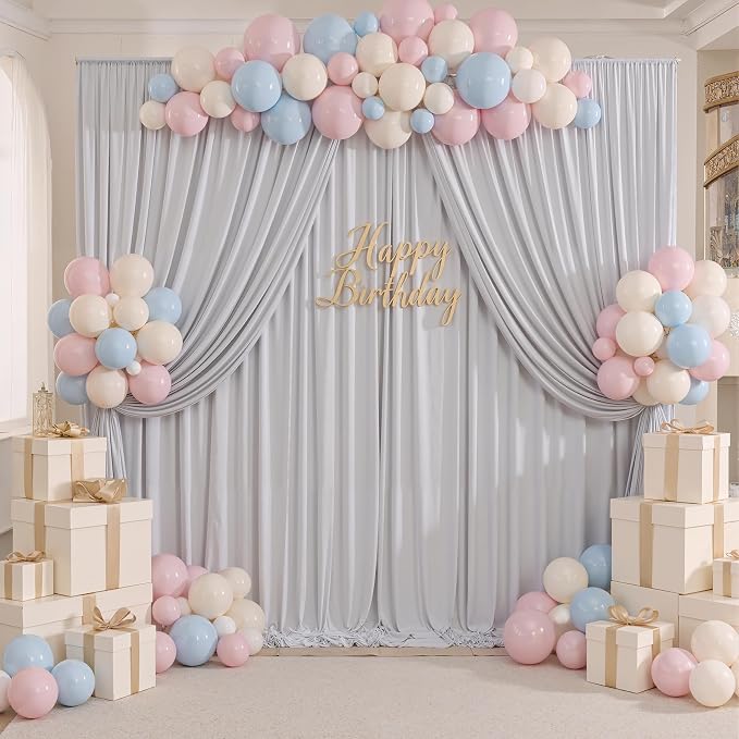20ft x 10ft Wrinkle Free Silver Backdrop Curtain for Parties, Thick Polyester Backdrop Drapes for Wedding Space Birthday Party Background Baby Shower Decor - Image 4