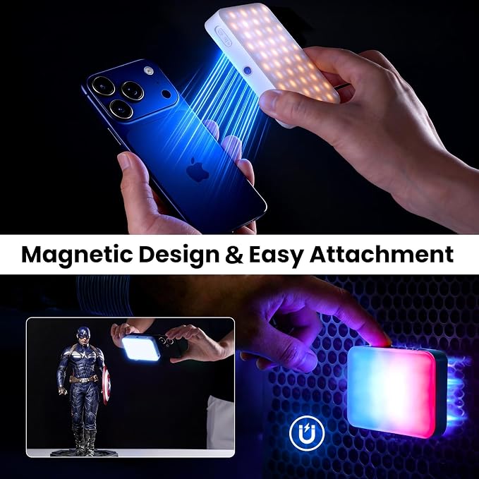 RGB Video Light, 80 LED Portable Camera Light, 360° Full Color Photography Lighting, 2700-7500K CRI 95+, 13 Light Modes for Phone, DSLR Video Recording, Vlog, YouTube Game Live Streaming - Image 7