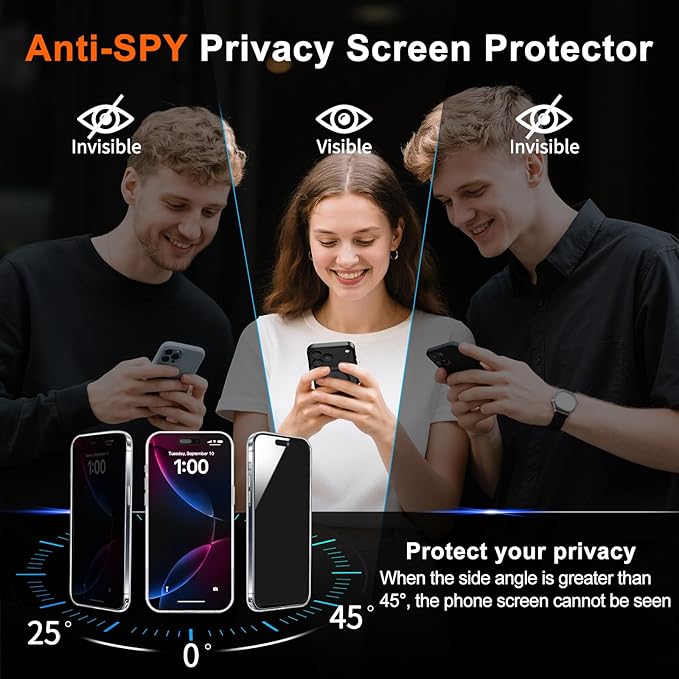 for iPhone 16 Pro Case Clear with Privacy Screen Protector | Full Camera Protection, Magnetic, Compatible with MagSafe, Shockproof Phone Cover for iPhone 16 Pro Transparent - Image 7